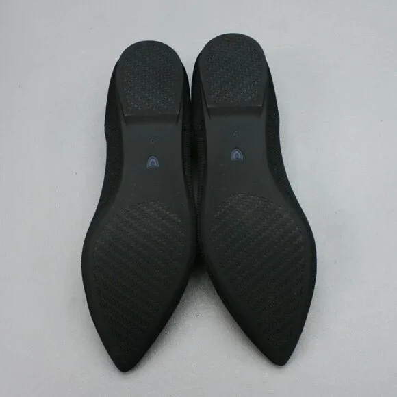 Rothy’s Ladies 9 The Point II Black Knit Pointed-toe Ballet Shoes Flats Loafers - Picture 9 of 12